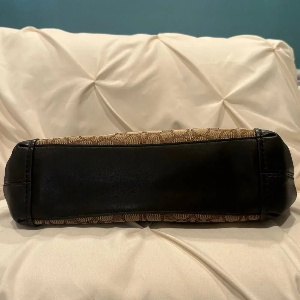 COACH Small Lexy Shoulder Bag in Signature Jacquard Brown Handbag EUC - Picture 7 of 9